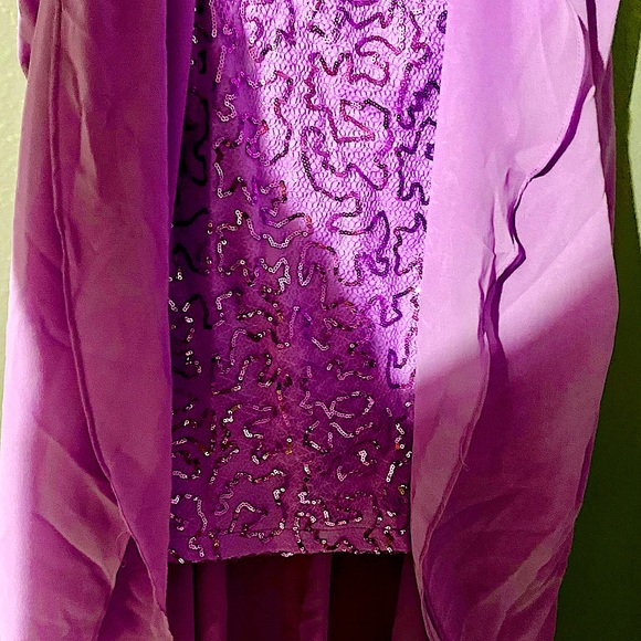 Strapless lavender purple sequin short dress with chiffon overlay, PARTY DRESS - Picture 7 of 9
